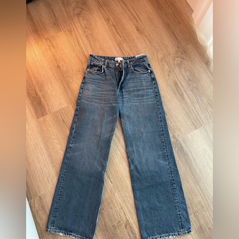 Zara dark wash baggy jeans